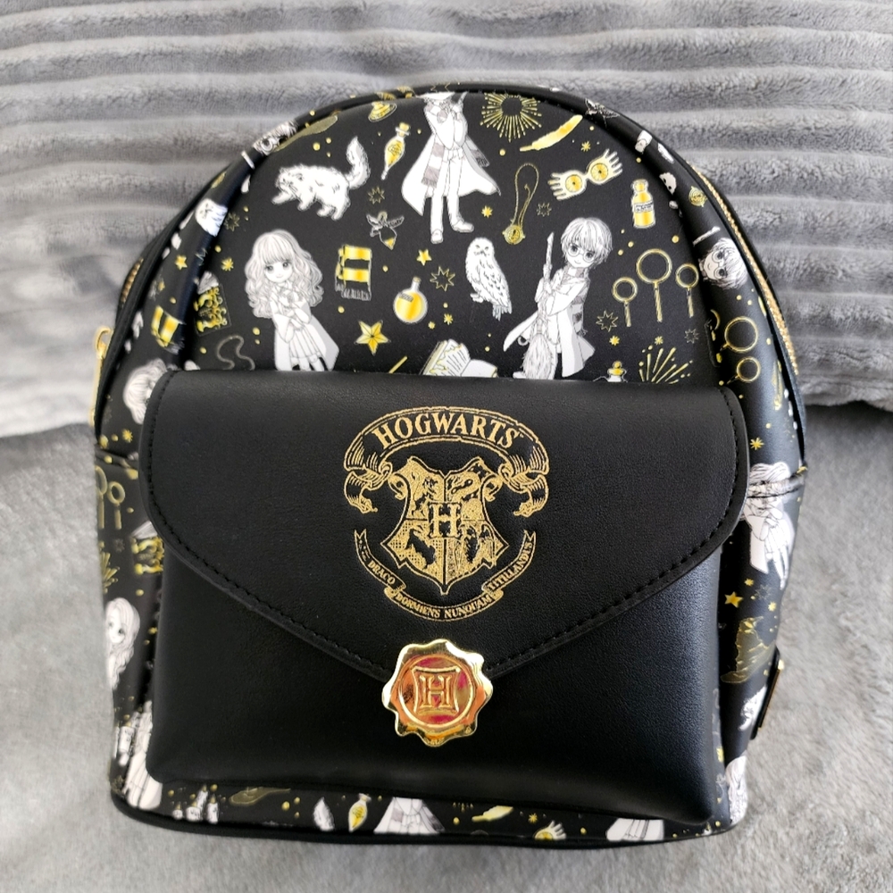 Loungefly Harry Potter Magical Elements Mini Backpack - Black/Gold/White
